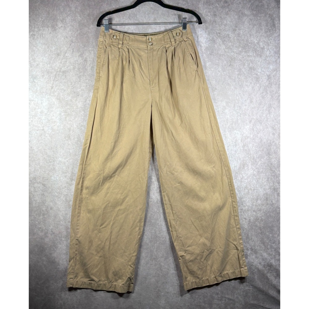Madewell Wide Leg Pants Womens 2 Tan Pleated Trousers Lyocell Blend Casual Boho